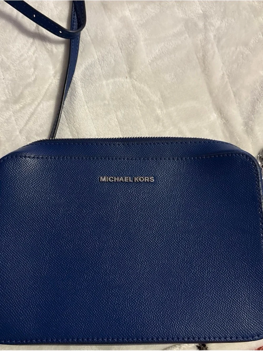 Michael Kors Blue Pebbled Leather Crossbody Bag